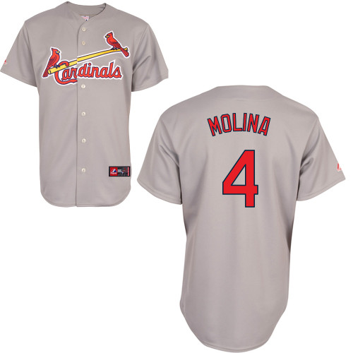 Yadier Molina #4 Youth Baseball Jersey-St Louis Cardinals Authentic Road Gray Cool Base MLB Jersey
